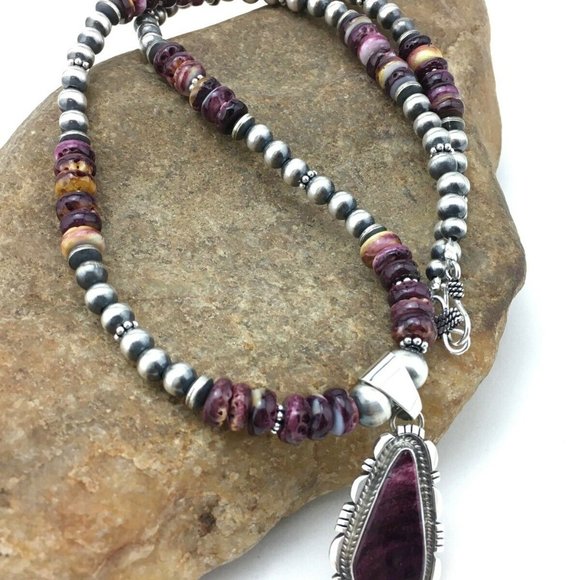 Women's Gift Navajo Purple Necklace Pendant Ln 22 - Picture 4 of 12